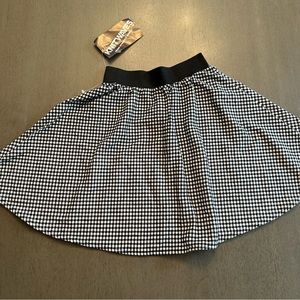 KNITWAVES Vintage Gingham Black White Girls Skater Skirt Size Medium New